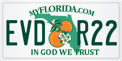 FL license plate EVDR22