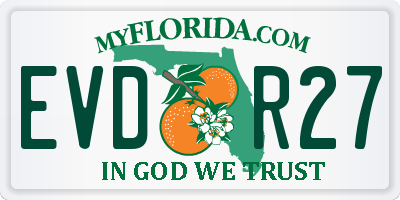 FL license plate EVDR27