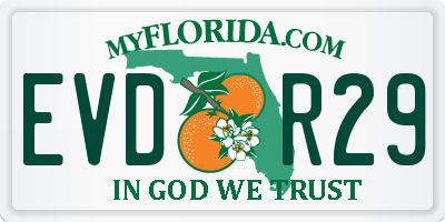 FL license plate EVDR29