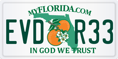 FL license plate EVDR33