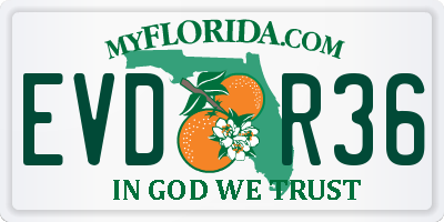 FL license plate EVDR36
