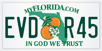 FL license plate EVDR45