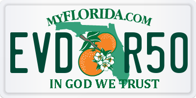 FL license plate EVDR50