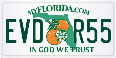 FL license plate EVDR55