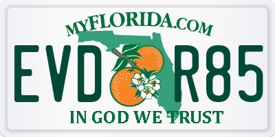 FL license plate EVDR85