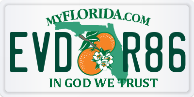 FL license plate EVDR86