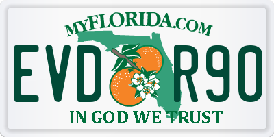 FL license plate EVDR90