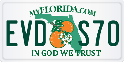 FL license plate EVDS70