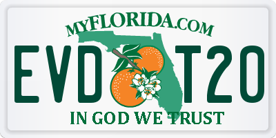 FL license plate EVDT20
