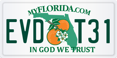 FL license plate EVDT31