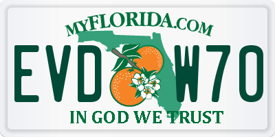 FL license plate EVDW70