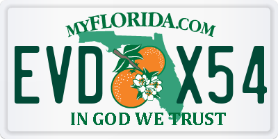 FL license plate EVDX54