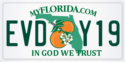 FL license plate EVDY19