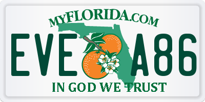 FL license plate EVEA86