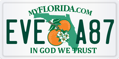FL license plate EVEA87