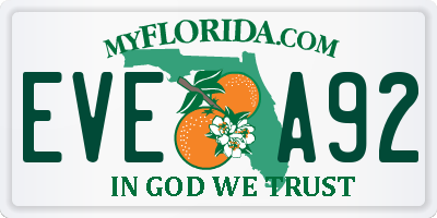 FL license plate EVEA92