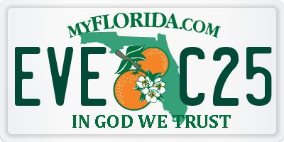 FL license plate EVEC25