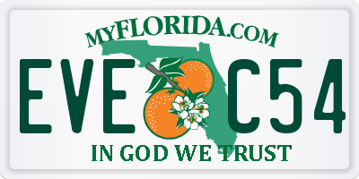 FL license plate EVEC54
