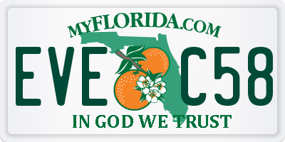 FL license plate EVEC58