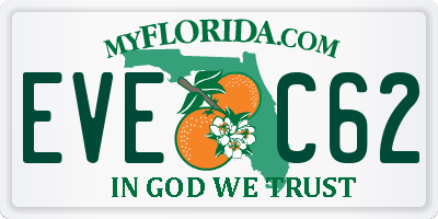 FL license plate EVEC62