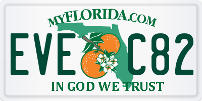 FL license plate EVEC82