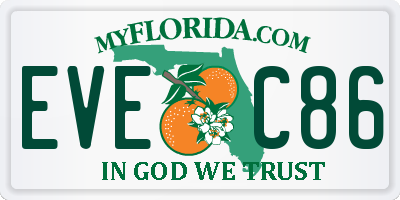 FL license plate EVEC86