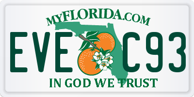 FL license plate EVEC93