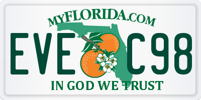 FL license plate EVEC98