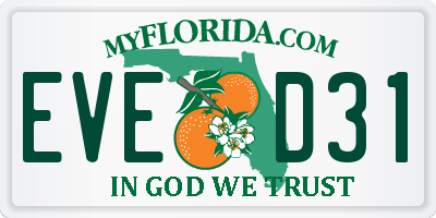 FL license plate EVED31