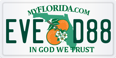 FL license plate EVED88