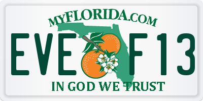 FL license plate EVEF13
