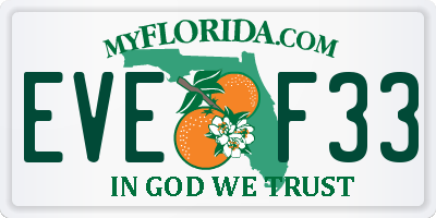 FL license plate EVEF33