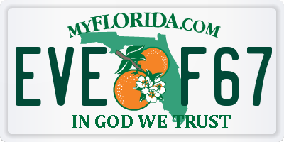 FL license plate EVEF67