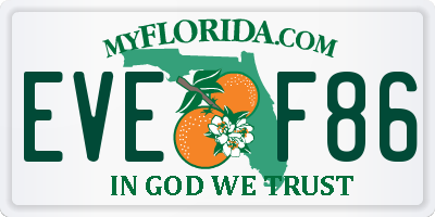 FL license plate EVEF86