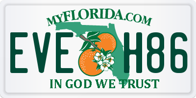FL license plate EVEH86
