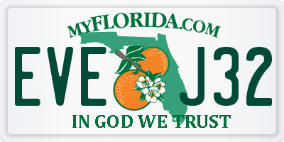 FL license plate EVEJ32