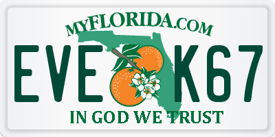 FL license plate EVEK67