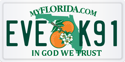 FL license plate EVEK91