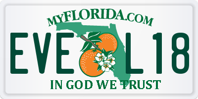 FL license plate EVEL18