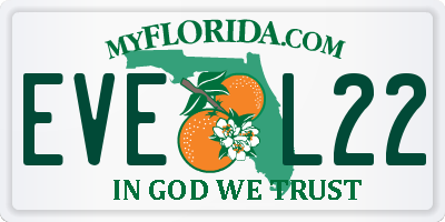 FL license plate EVEL22
