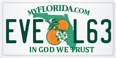 FL license plate EVEL63