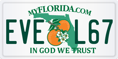 FL license plate EVEL67