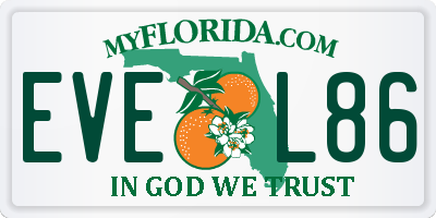 FL license plate EVEL86