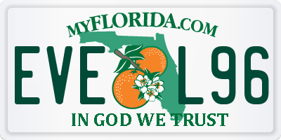 FL license plate EVEL96
