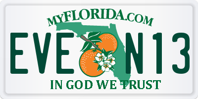 FL license plate EVEN13