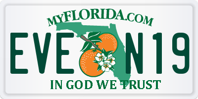 FL license plate EVEN19