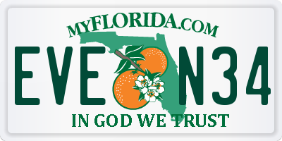 FL license plate EVEN34