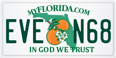 FL license plate EVEN68
