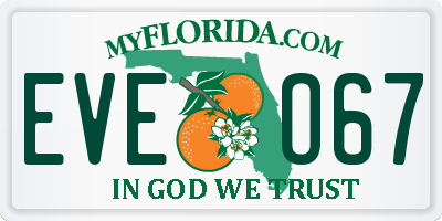 FL license plate EVEO67