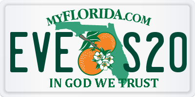 FL license plate EVES20